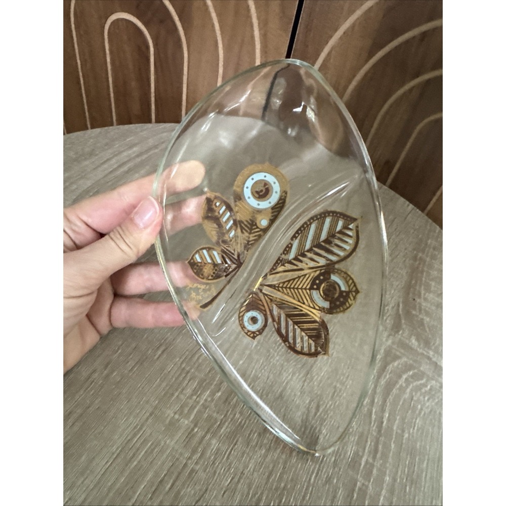 VTG Mid-Century-Modern Georges Briard Glass Serving/Candy Dish Leaf